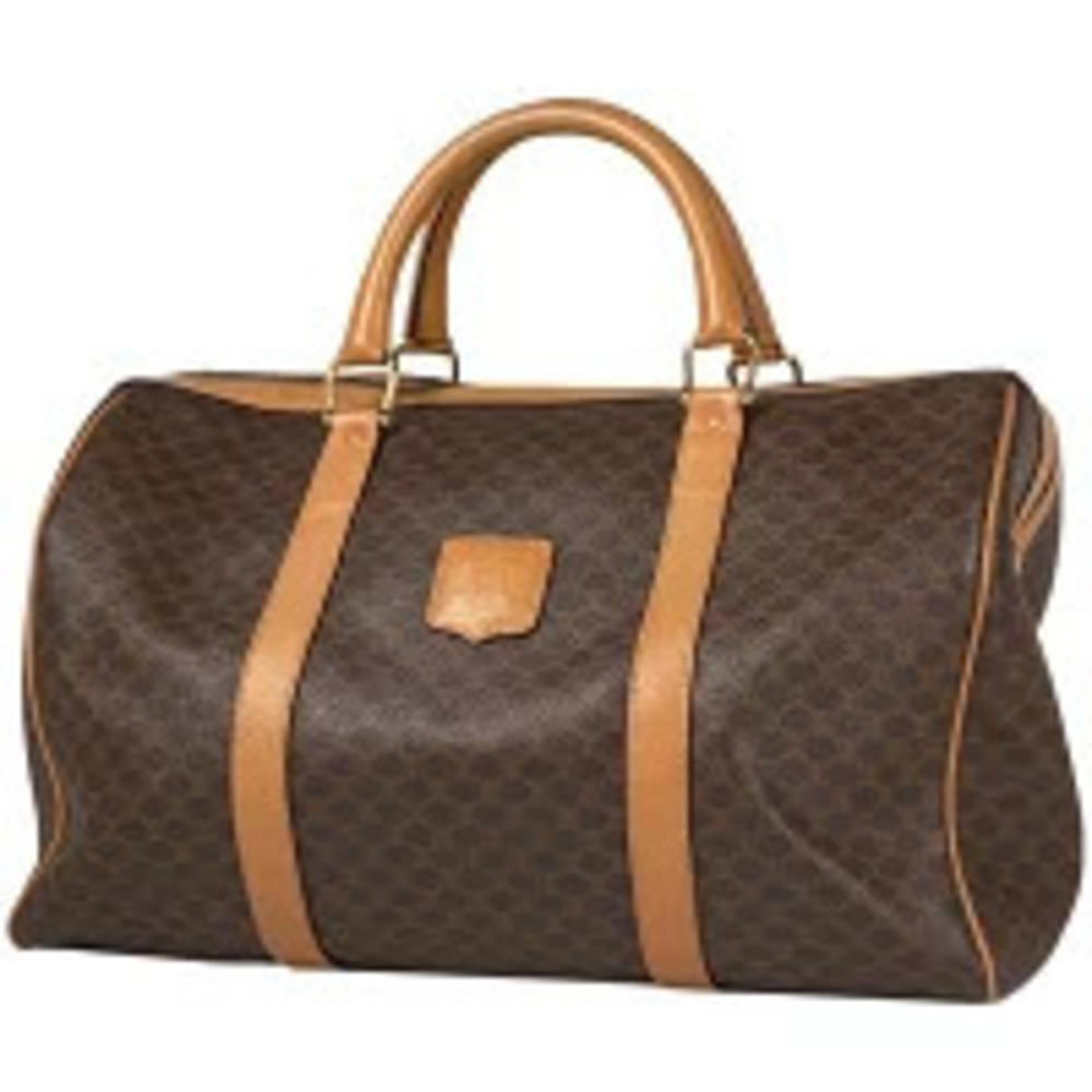 Celine Macadam Boston bag handbag travel business canvas brown